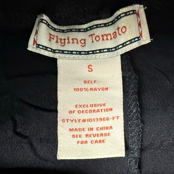 Flying Tomato Black Off Shoulder Peasant Style 3/4 Bell Sleeve Shift Dress - Picture 4 of 4